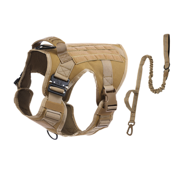 Tactical Dog Harness & Leash Combo | K-9 Army Style Vest and Tactical Dual Handle Leash